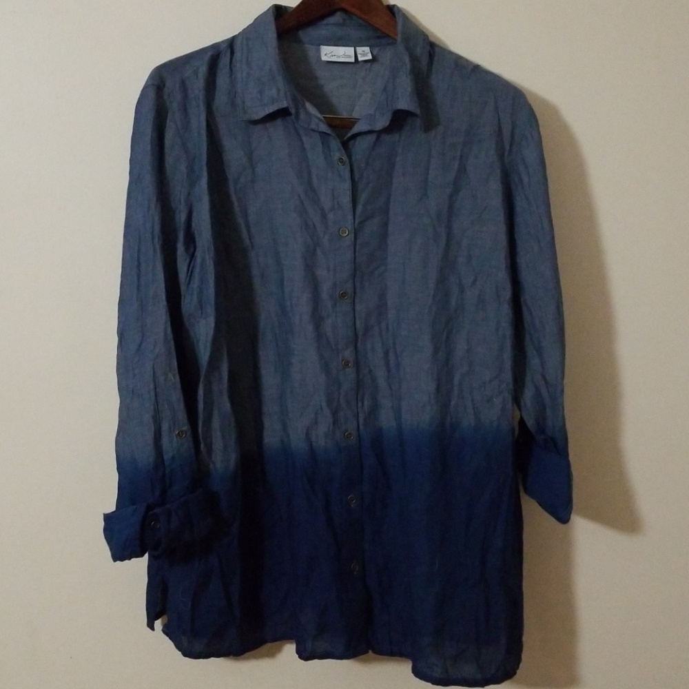 Kim Rogers two tone button down shirt